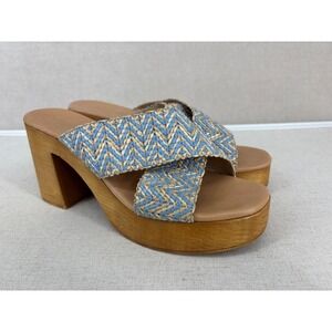 Ilaria Sartori Blue Leather Woven Heel Platform Sandals EU 41 US 10 Italy